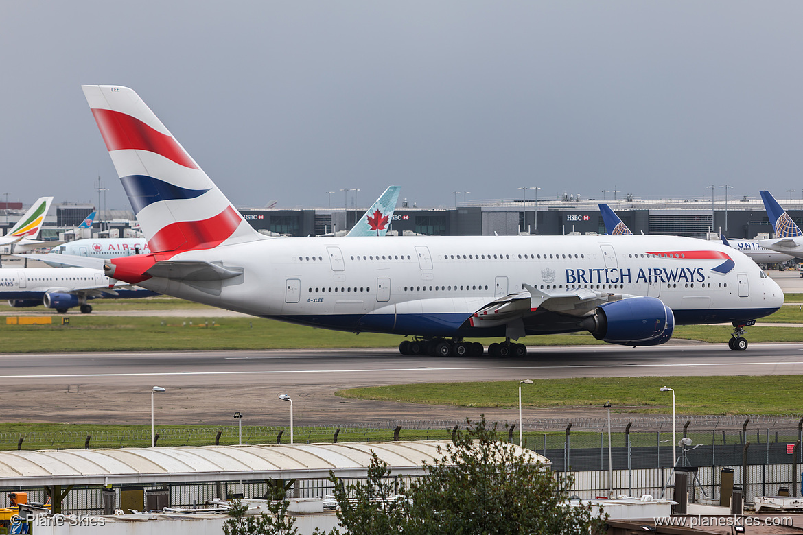 British Airways Airbus A380-800 G-XLEE at London Heathrow Airport (EGLL/LHR)