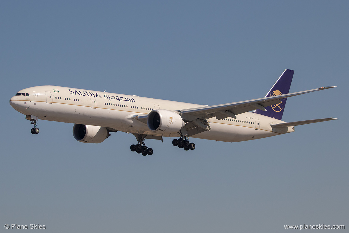 Saudia Boeing 777-300ER HZ-AK38 at Los Angeles International Airport (KLAX/LAX)